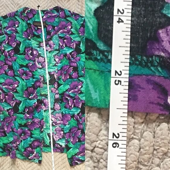 VTG Green Floral Print Light Weight Blazer - Picture 3 of 5